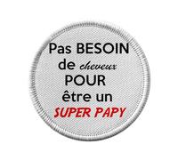 Toppa termoadesiva da indossare rotonda, 7 cm, non serve i capelli per essere un super nonno o calvo umorismo, toppa da stirare per riparazione o personalizzazione, maglietta con stampa in Francia
