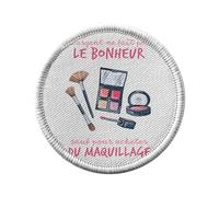 Toppa termoadesiva da indossare rotonda, 7 cm, per trucco, in argento non fa la felicità, toppa da stirare per riparazione o personalizzazione, con stampa in Francia