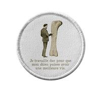 Toppa termoadesiva da indossare rotonda, 7 cm, per una migliore vita, per il mio cane, con osso gigante, toppa da stirare per riparare o personalizzare, con borsa jeans stampata in Francia