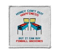Toppa termoadesiva da stirare, 7 x 7 cm, motivo: Pinball Machine Flipper - Money Can't Buy Happiness Patch da stirare per riparazione o personalizzazione - Borsa jeans stampa in Francia