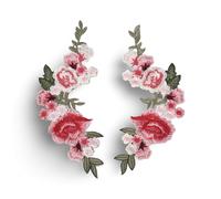 Toppa termoadesiva grande 25 cm rosa fiori 2 pezzi rosso rosa verde da applicare con ferro da stiro