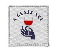 Toppa termoadesiva per abbigliamento, 7 x 7 cm, a Glass Act Wine Alcool Drink, toppa da stirare per riparazione o personalizzazione, maglietta per jeans stampata in Francia