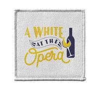 Toppa termoadesiva per abbigliamento 7 x 7 cm, a White at the Opera Wine Humor Night - Patch da stirare per riparazione o personalizzazione - Borsa jeans stampata in Francia