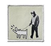 Toppa termoadesiva per abbigliamento, 7 x 7 cm, Banksy Choose Your Weapon Dog Aboie Graffiti Street Art - Patch da stirare per riparazione o personalizzazione - Borsa jeans stampata in Francia