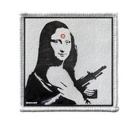Toppa termoadesiva per abbigliamento, 7 x 7 cm, Banksy La Joconde Mona Lisa Arme Bersaglio Ak47 Street Art - Patch da stirare per riparazione o personalizzazione - Borsa jeans stampa in Francia