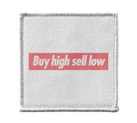 Toppa termoadesiva per abbigliamento, 7 x 7 cm - Buy High Sell Low Red Crypto Currency Trading Blockchain Finance Business Bitcoin Umorismo Meme - Patch da stirare per riparazione o personalizzazione