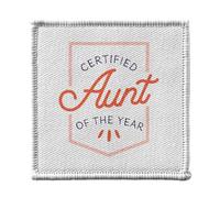 Toppa termoadesiva per abbigliamento, 7 x 7 cm, certificata Aunt of the Year Auntie Family - Patch da stirare per riparazione o personalizzazione, maglietta con borsa jeans stampata in Francia