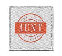 Toppa termoadesiva per abbigliamento, 7 x 7 cm, certificata Aunt of the Year Auntie - Patch da stirare per riparazione o personalizzazione, maglietta con stampa in Francia