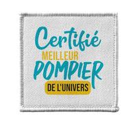 Toppa termoadesiva per abbigliamento 7 x 7 cm, certificata miglior pompiere dell'universo Heros Fire Volontaire Emergence - Patch da stirare per riparazione o personalizzazione - Borsa jeans stampa in