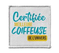 Toppa termoadesiva per abbigliamento, 7 x 7 cm, certificata migliore da parrucchiere dell'universo, alla moda, toppa da stirare per riparazione o personalizzazione, maglietta per jeans stampata in