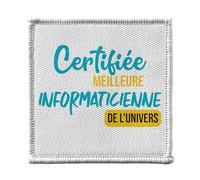 Toppa termoadesiva per abbigliamento, 7 x 7 cm, certificata migliore informatica dell'universo di computer, toppa da stirare per riparazione o personalizzazione, maglietta con borsa jeans stampata in