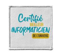 Toppa termoadesiva per abbigliamento, 7 x 7 cm, certificata migliore informatica dell'universo di computer, toppa da stirare per riparazione o personalizzazione, maglietta con borsa jeans stampata in