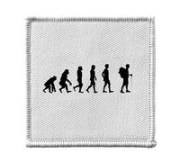 Toppa termoadesiva per abbigliamento, 7 x 7 cm, evoluzione escursionistica, camminata, natura montagna, toppa da stirare per riparazione o personalizzazione, maglietta con borsa jeans stampata in