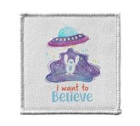 Toppa termoadesiva per abbigliamento 7 x 7 cm - I want to Believe Bambino Sogno Mito Ufo - Patch da stirare per riparazione o personalizzazione - Borsa jeans stampa in Francia