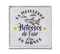 Toppa termoadesiva per abbigliamento 7 x 7 cm, la migliore accoglienza dell'aria del mondo da viaggio, servizio aviazione, toppa da stirare per riparazione o personalizzazione, maglietta con borsa