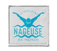 Toppa termoadesiva per abbigliamento 7 x 7 cm, la migliore nuotatrice del mondo per nuotare piscina, corsa, toppa da stirare per riparazione o personalizzazione, maglietta con borsa jeans stampata in