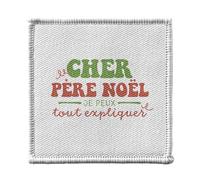 Toppa termoadesiva per abbigliamento, 7 x 7 cm, motivo caro Babbo Natale e posso spiegare tutto il regalo per Natale, inverno, toppa da stirare per riparazione o personalizzazione, maglietta con borsa