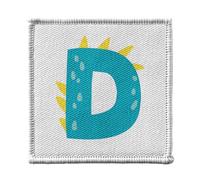 Toppa termoadesiva per abbigliamento, 7 x 7 cm, motivo: D Diego Daniela Lettera Nome Dinosauro Disegno Bambino, toppa da stirare per riparazione o personalizzazione, maglietta con borsa jeans stampata