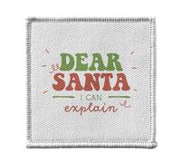 Toppa termoadesiva per abbigliamento, 7 x 7 cm, motivo: Dear Santa I can Explain Christmas Winter Gift - Patch da stirare per riparazione o personalizzazione - Borsa jeans stampata in Francia