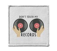 Toppa termoadesiva per abbigliamento, 7 x 7 cm, motivo: Don't Touch My Records Music DJ Vintage Vinyl - Patch da stirare per riparazione o personalizzazione, maglietta con borsa jeans stampata in