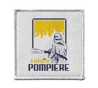 Toppa termoadesiva per abbigliamento, 7 x 7 cm, motivo: future pompiere per futuro eroe, toppa da stirare per riparazione o personalizzazione, maglietta con stampa in Francia