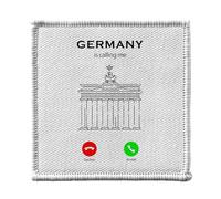 Toppa termoadesiva per abbigliamento, 7 x 7 cm, motivo: Germania Is Calling Me Brandenburg Berlin Heritage - Patch da stirare per riparazione o personalizzazione - Borsa jeans stampata in Francia