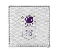 Toppa termoadesiva per abbigliamento, 7 x 7 cm, motivo: I need my space Pocket Illustration Astronaut Sky - Patch da stirare per riparazione o personalizzazione - Borsa jeans stampata in Francia