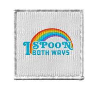 Toppa termoadesiva per abbigliamento, 7 x 7 cm, motivo: I Spoon Both Ways LGBTQ+ Gay Lesbian - Patch da stirare per riparazione o personalizzazione - Borsa jeans stampata in Francia