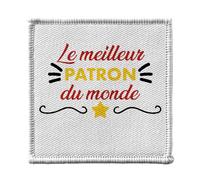 Toppa termoadesiva per abbigliamento, 7 x 7 cm, motivo: il miglior capo del mondo Boss Enterprise CEO - Patch da stirare per riparazione o personalizzazione - Borsa jeans stampata in Francia