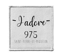 Toppa termoadesiva per abbigliamento, 7 x 7 cm, motivo: J'Adore 975, dipartimento France region Saint Pierre Et Miquelon, toppa da stirare per riparazione o personalizzazione, maglietta con borsa