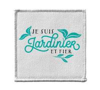 Toppa termoadesiva per abbigliamento, 7 x 7 cm, motivo: "Je suis Jardinier et fiier Jardin Ortager Jardinnage Culture", toppa da stirare per riparazione o personalizzazione, maglietta con borsa jeans