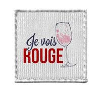 Toppa termoadesiva per abbigliamento, 7 x 7 cm, motivo: Je Vois Rouge Humour Vin, gioco di parola, toppa da stirare per riparazione o personalizzazione, maglietta con borsa jeans stampata in Francia