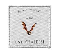Toppa termoadesiva per abbigliamento, 7 x 7 cm, motivo: Je vous Emmerde je suis une khaleesi, disegno di drago Orange, colore: marrone, toppa da stirare per riparazione o personalizzazione, maglietta