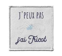 Toppa termoadesiva per abbigliamento 7 x 7 cm, motivo: J'Peux Pas J'ai ai Maglia in lana alla moda, abbigliamento - Patch da stirare per riparazione o personalizzazione - Borsa jeans stampata in