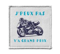 Toppa termoadesiva per abbigliamento 7 x 7 cm, motivo: J'Peux Pas Y'a Grand Prix Moto Racing Meccanica GP - Patch da stirare per riparazione o personalizzazione - Borsa jeans stampata in Francia