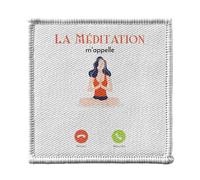Toppa termoadesiva per abbigliamento, 7 x 7 cm, motivo: La meditazione M'Appelle Zen Maison - Patch da stirare per riparazione o personalizzazione - Borsa jeans stampata in Francia