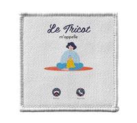 Toppa termoadesiva per abbigliamento, 7 x 7 cm, motivo: Le Knit M'Appelle Maison Hobby, toppa da stirare per riparazione o personalizzazione, maglietta con borsa jeans stampata in Francia