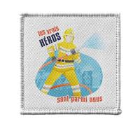 Toppa termoadesiva per abbigliamento, 7 x 7 cm, motivo: Les Real Hero - Pompiere Artigianato Patch da stirare per riparazione o personalizzazione - Borsa jeans stampa in Francia