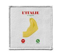 Toppa termoadesiva per abbigliamento, 7 x 7 cm, motivo: "L'Italia M'Appelle Gestuelle Cliché Humor", toppa da stirare per riparazione o personalizzazione, maglietta con borsa jeans stampata in Francia