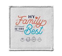 Toppa termoadesiva per abbigliamento, 7 x 7 cm, motivo: My Family is the Best Dad Mom Child - Toppa da stirare per riparazione o personalizzazione, con stampa in Francia