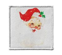 Toppa termoadesiva per abbigliamento 7 x 7 cm, motivo: Pere Noel Houx Vintage Retro Santa Claus 50 S, toppa da stirare per riparazione o personalizzazione, maglietta con borsa jeans stampata in