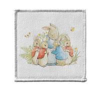 Toppa termoadesiva per abbigliamento, 7 x 7 cm, motivo: Petter Rabbit Et Sa Maman Illustration enfant Beatrice Potter - Patch da stirare per riparazione o personalizzazione - Borsa jeans stampata in