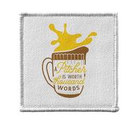 Toppa termoadesiva per abbigliamento, 7 x 7 cm, motivo: Pitcher is Worth Thousand Words Beer Party - Patch da stirare per riparazione o personalizzazione - Borsa jeans stampata in Francia