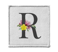 Toppa termoadesiva per abbigliamento, 7 x 7 cm, motivo: R Rose Romy Romane Lettera Alfabeto Nome Fiori - Patch da stirare per riparazione o personalizzazione - Borsa jeans stampata in Francia