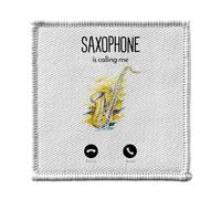 Toppa termoadesiva per abbigliamento, 7 x 7 cm, motivo: Sassofono Is Calling Me Music Instrument - Patch da stirare per riparazione o personalizzazione - Borsa jeans stampata in Francia
