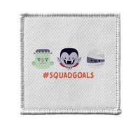 Toppa termoadesiva per abbigliamento, 7 x 7 cm, motivo: Squad Goals Piccoli Mostri Halloween Vampire Zombie Mumie - Patch da stirare per riparazione o personalizzazione - Borsa jeans stampata in