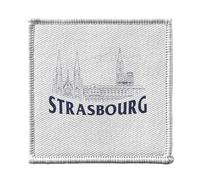 Toppa termoadesiva per abbigliamento, 7 x 7 cm, motivo: Strasburgo Minimalist Città Francia, Storia, Patrimonio - Patch da stirare per riparazione o personalizzazione - Borsa jeans stampata in Francia