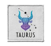 Toppa termoadesiva per abbigliamento, 7 x 7 cm, motivo: Taurus Astrology Sign Celestial Solar Prediction, toppa da stirare per riparazione o personalizzazione, maglietta con borsa jeans stampata in