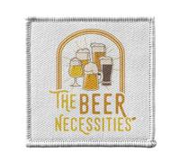 Toppa termoadesiva per abbigliamento, 7 x 7 cm, motivo: The Beer Necessities Bar e Birère Brasserie - Patch da stirare per riparazione o personalizzazione - Borsa jeans stampata in Francia