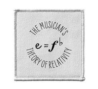 Toppa termoadesiva per abbigliamento, 7 x 7 cm, motivo: The Musician's Theory of Relativity Music Musician Instrument - Patch da stirare per riparazione o personalizzazione - Borsa jeans stampa in